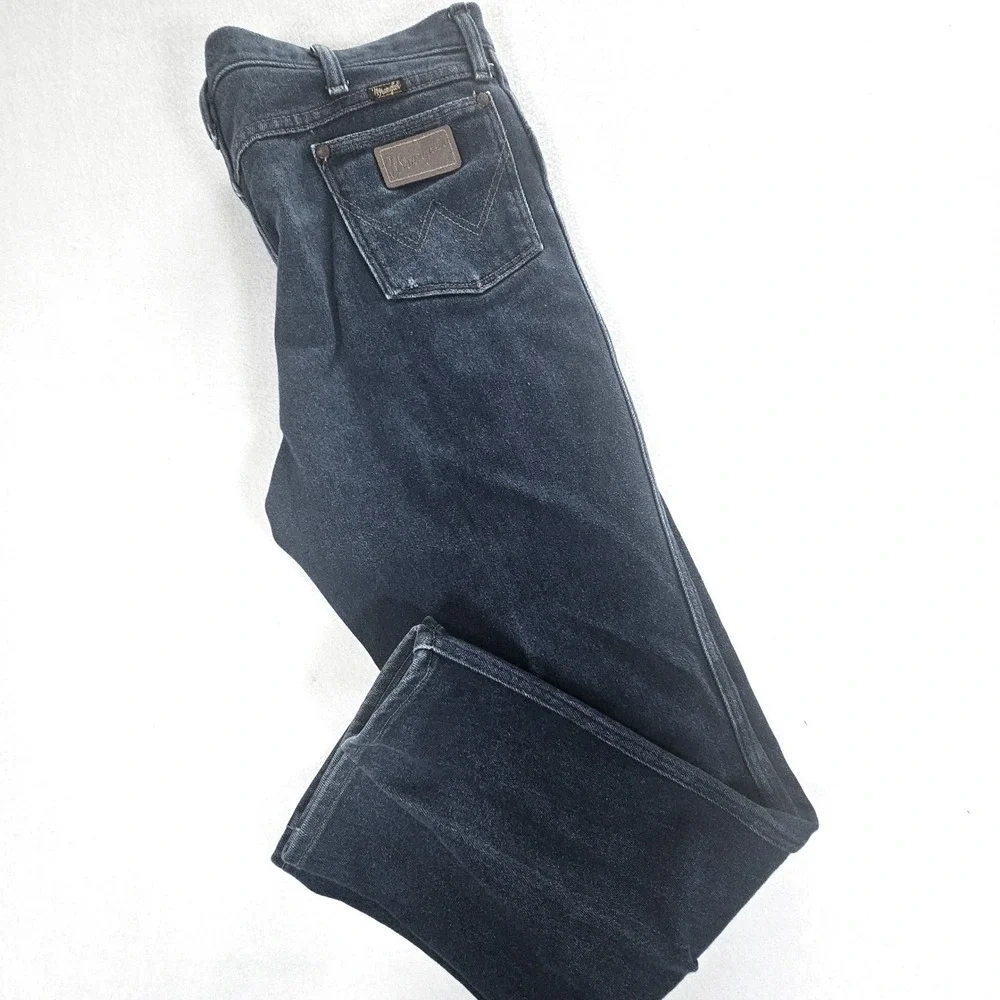 Vintage Wrangler Mens Straight Leg Jeans Blue Denim Made in USA 35x31 - Picture 9 of 9